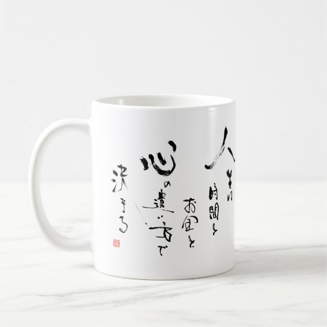Mug Kanji "ce qui est la vie ?" Citation inspirée (Gauche)