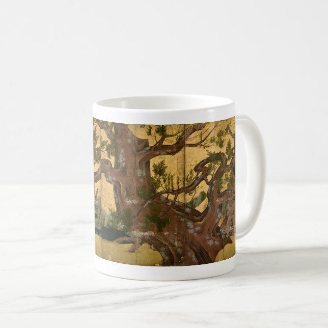 Mug Kanō Eitoku , 狩野永徳『 檜図屏風 』 (Devant droit)
