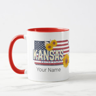 Mug Kansas États-Unis Retro State Map Vintage USA