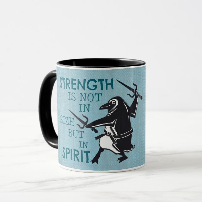 Mug Karate Penguin Holding Sai Blue Motivational (Devant gauche)