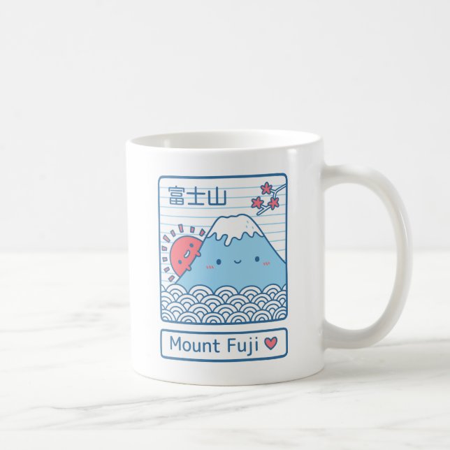 Mug Kawaii Amour Mont Fuji Japon Doodle (Droite)