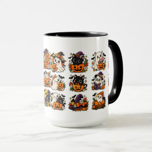 Mug Kawaii avec des fantômes et des citrouilles d'
