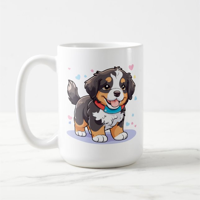 Mug Kawaii Bernese Puppy, mignonne Berner Pup (Gauche)