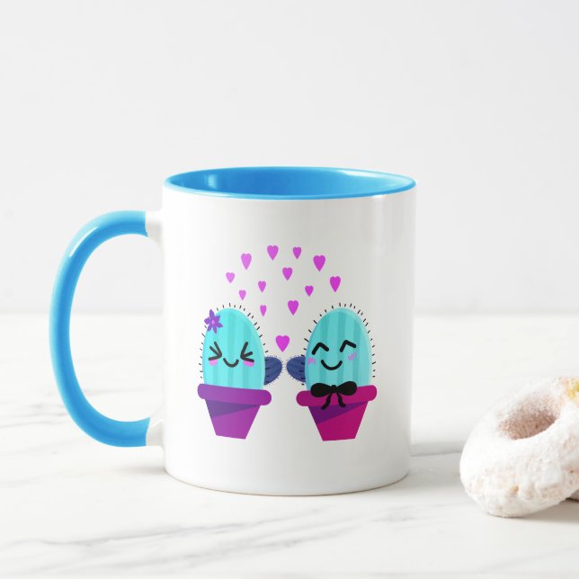 Mug kawaii cactus amour (Avec donut)