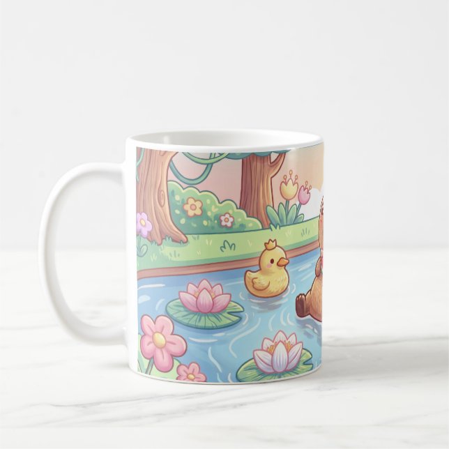 Mug Kawaii capy in a pond (Gauche)