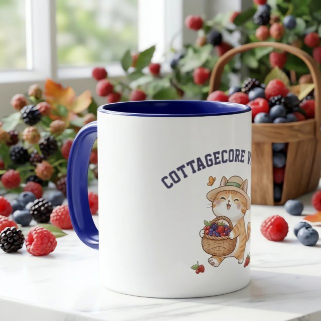 Mug Kawaii Chat Jardinier Baies d'Été (Créateur téléchargé)