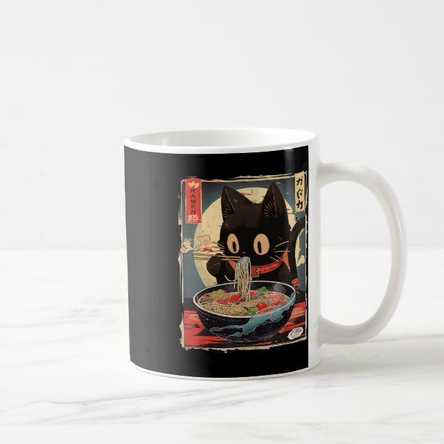 Mug Kawaii Chat Manger Ramen nouilles Anime Cadeaux Fi (Droite)