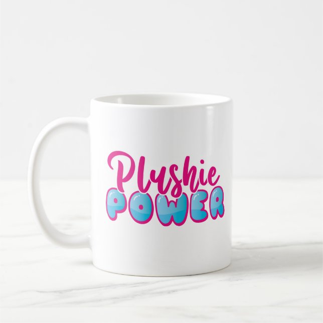 Mug Kawaii Cute rose bleu Plushie puissance (Gauche)