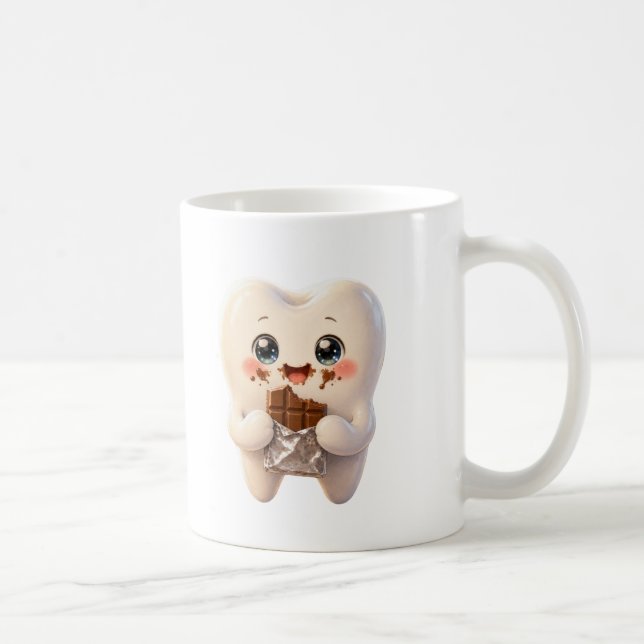 Mug Kawaii Dents Mangeant du Chocolat.  (Droite)
