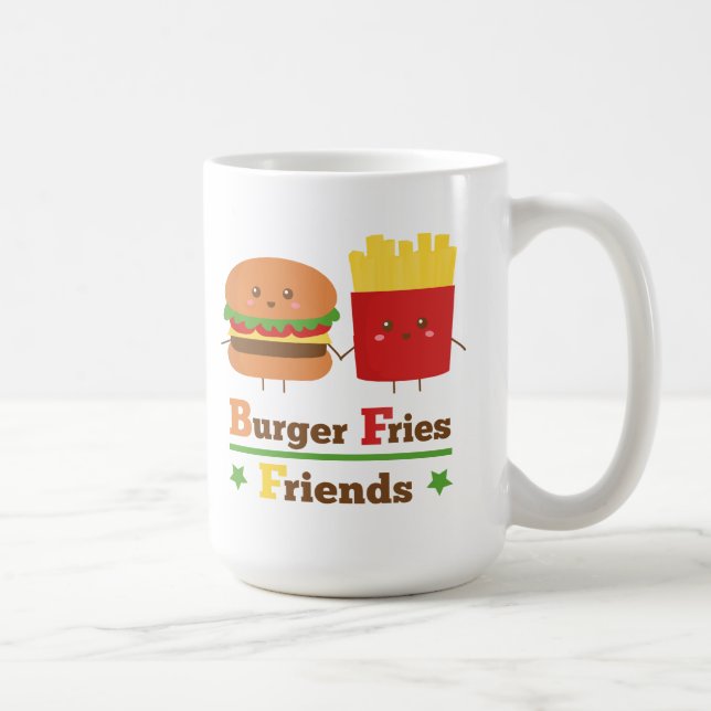 Mug Kawaii Dessin Animé Burger Frites Amis Meilleure A (Droite)