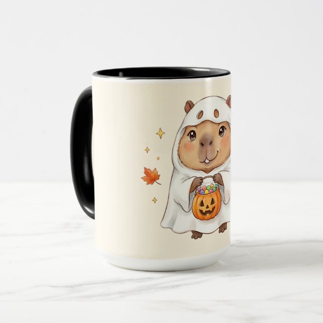 Mug Kawaii Deux Tons Fantôme de Capybara Mignon Ha (Devant gauche)