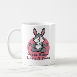Mug Kawaii drôle lapin pratique yoga pose rose