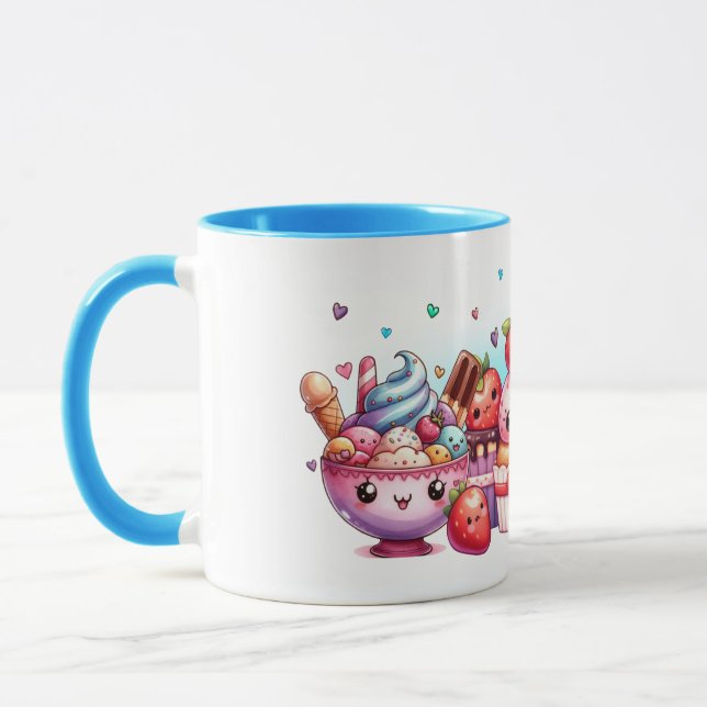 Mug Kawaii fraises et amis de la crème glacée (Gauche)