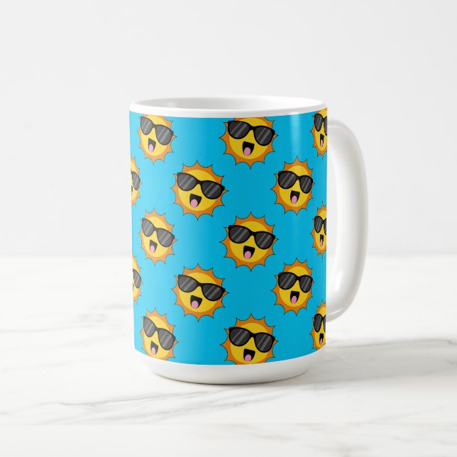 Mug Kawaii Joyeux soleil avec lunettes de soleil (Devant droit)