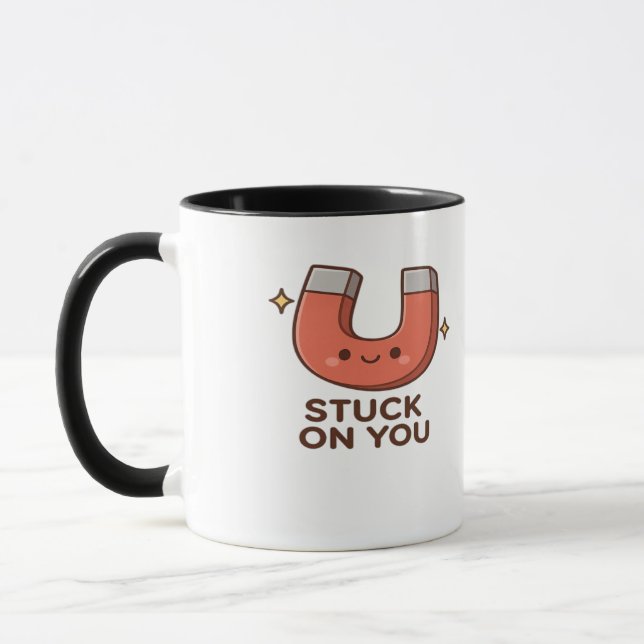 Mug Kawaii Magnet Stuck On You Cute Playful Style  (Gauche)