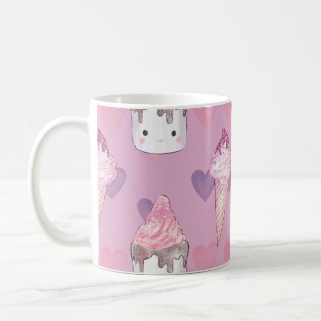 Mug Kawaii Marshmallow & Motif de crème glacée (Gauche)