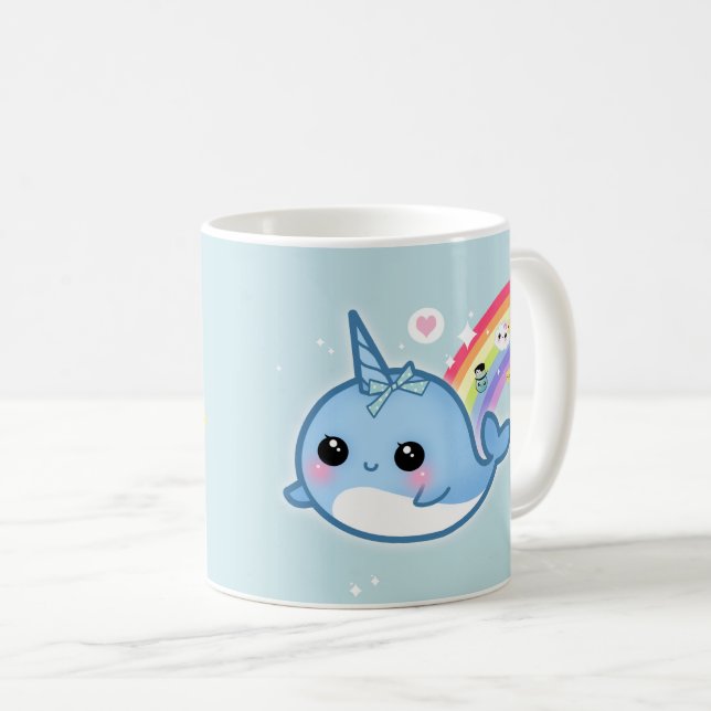 Mug Kawaii mignon narwhal avec des étoiles (Devant droit)