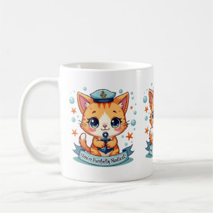 Mug Kawaii Nautical Cat Ancre Pun