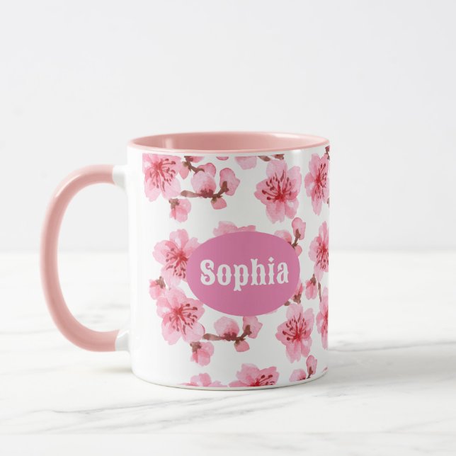 Mug  kawaii pink cherry blossoms (Gauche)