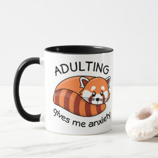 Mug Kawaii Red Panda : Adulte me donne de l'anxiété