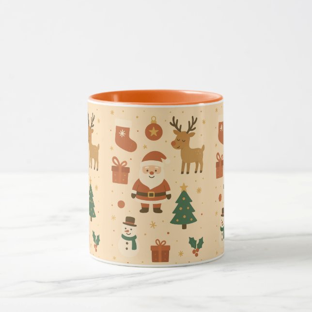 Mug Kawaii Santa & Reindeer – Festive Christmas (Centre)