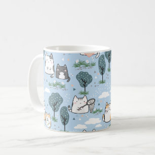 Mug Kawaii Spring Chats Motif de la nature