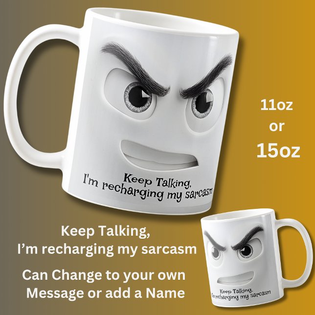Mug Keep Talking, Add Name Message Expressive Face  (Créateur téléchargé)