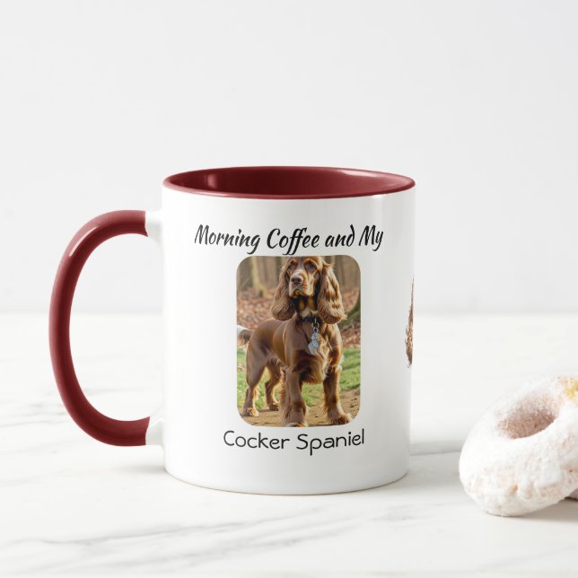 Mug Keepsaké Photo Cocker Spaniel Personnaliser (Avec donut)