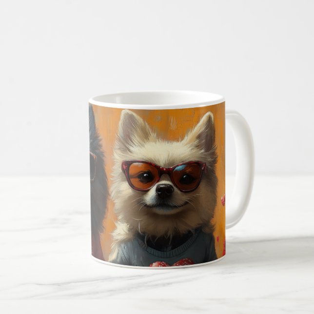 Mug Keeshond avec roses de cœur pour la Saint-Valentin (Devant droit)