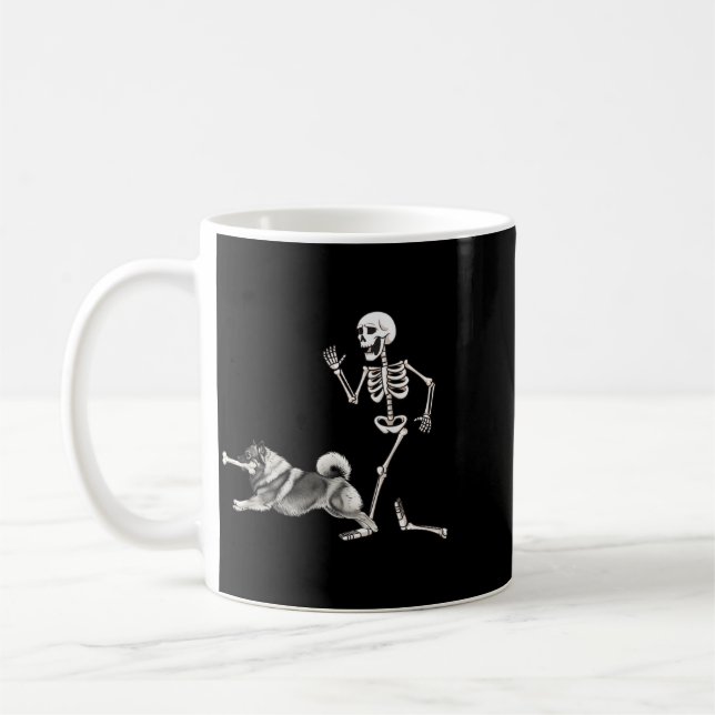 Mug Keeshond et squelette Halloween drôles (Gauche)