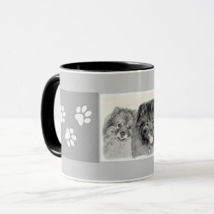 Mug Keeshond Maman et Son Peinture - Art Chien origina