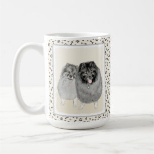 Mug Keeshond Maman et Son Peinture - Art Chien origina