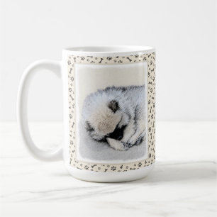 Mug Keeshond Sleeping Puppy Peinture Chien Art origina