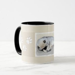 Mug Keeshond Sleeping Puppy Peinture Chien Art origina