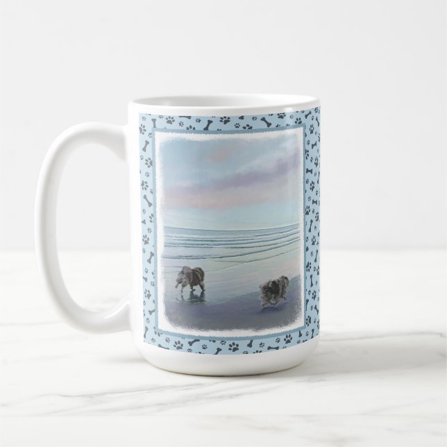 Mug Keeshonds at the Seashore Peinture Dog Art (Gauche)