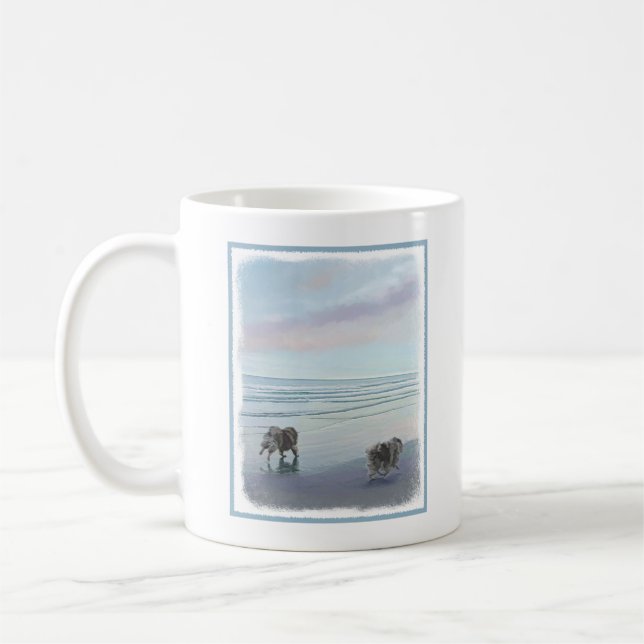 Mug Keeshonds at the Seashore Peinture Dog Art (Gauche)