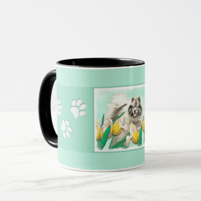 Mug Keeshony in Tulips Peinture mignonne Original Chie (Devant gauche)