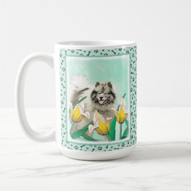Mug Keeshony in Tulips Peinture mignonne Original Chie (Gauche)