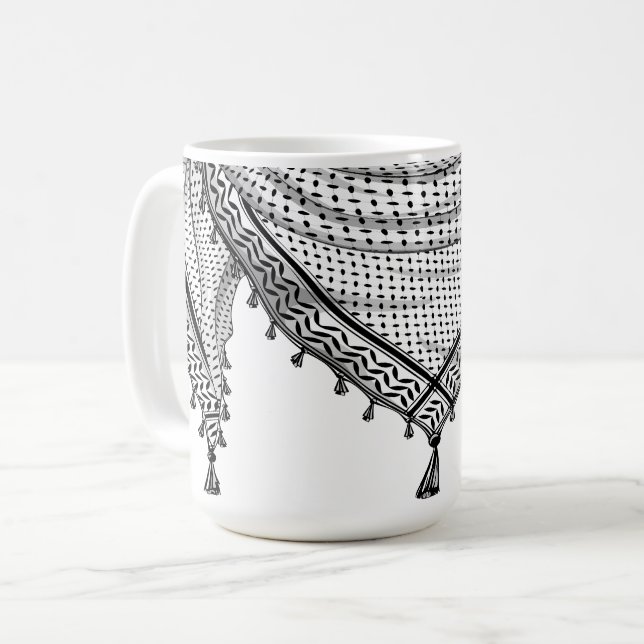 Mug Keffiyeh Écharpe palestinienne tissu traditionnel (Devant gauche)