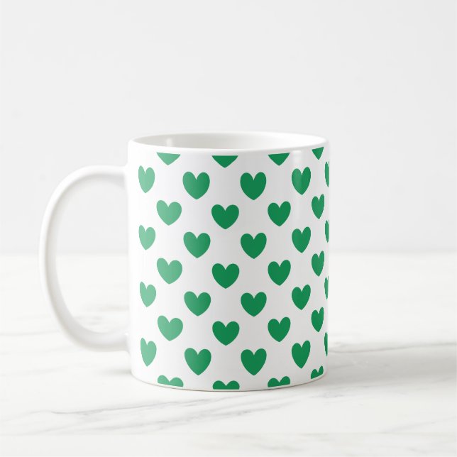 Mug Kelly Coeurs polka vert sur blanc (Gauche)
