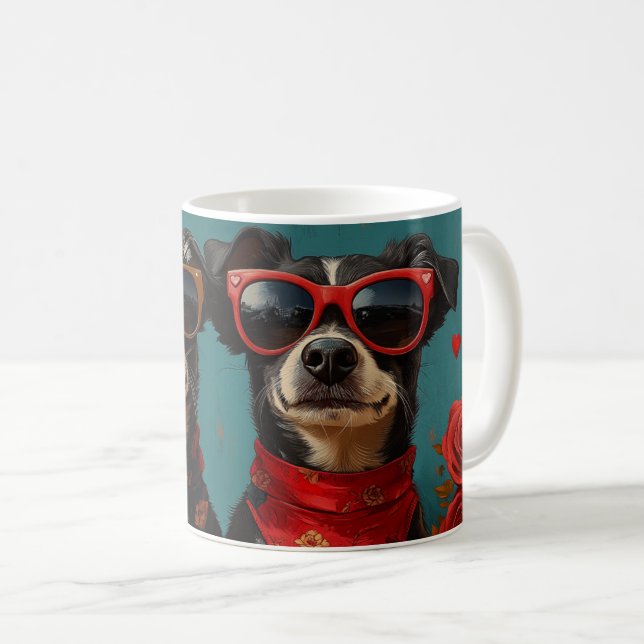 Mug Kelpie australienne avec coeur Roses Saint-Valenti (Devant droit)