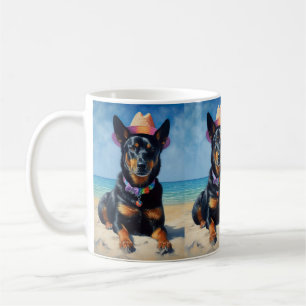 Mug Kelpie australienne sur la plage, cadeau d'été amo