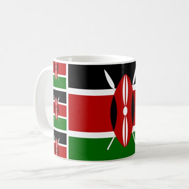 Mug Kényan Drapeau Mug, Patriotique Kenya Tea Cup (Devant gauche)