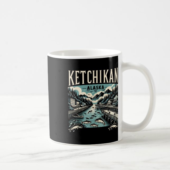 Mug Ketchikan Alaska Ak Graphique Vintage Capitale du  (Droite)