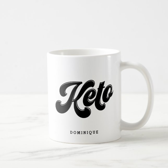 Mug Keto Black Retro Typographie de script personnalis (Droite)