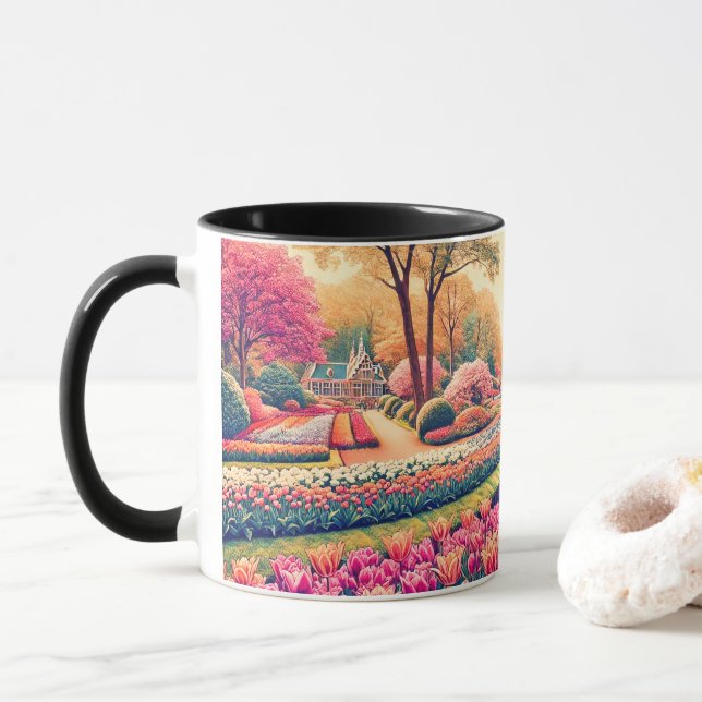 Mug Keukenhof, le coeur de l'horticulture hollandaise (Avec donut)