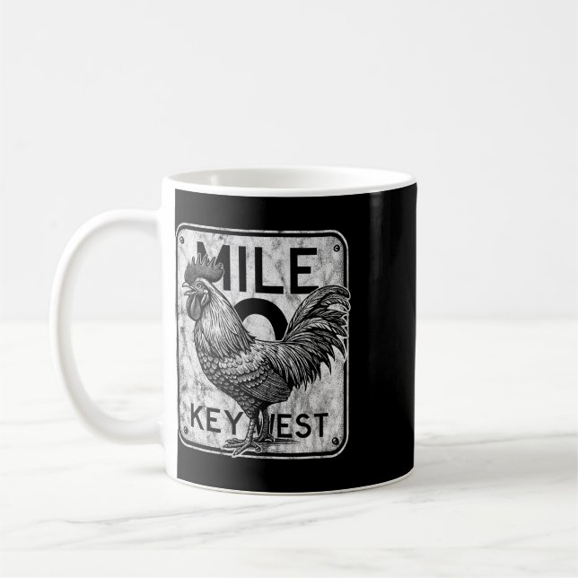 Mug Key West Floride Poulet Rétro Mile 0 Coq Dist (Gauche)