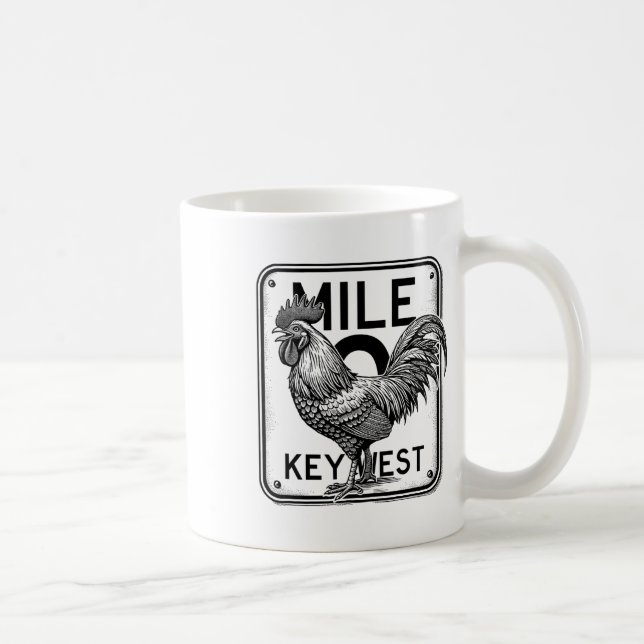 Mug Key West Floride Poulet Rétro Mile 0 Coq Mile (Droite)