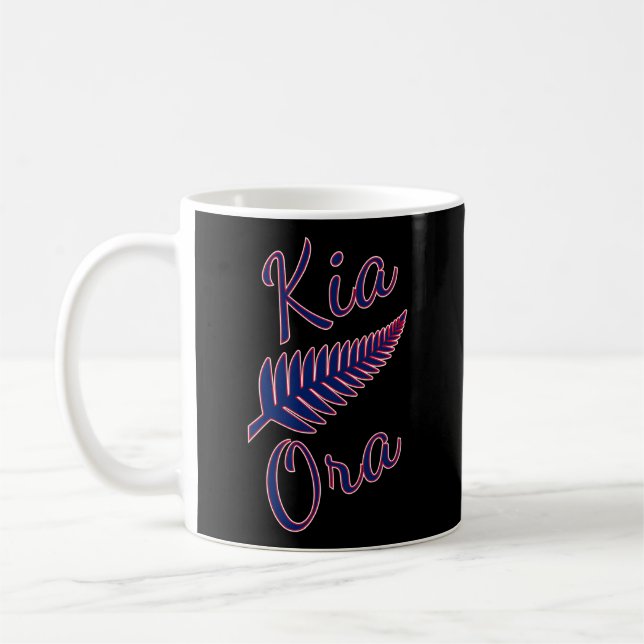 Mug Kia Ora Maori salue Nouvelle-Zélande Pride Silver  (Gauche)