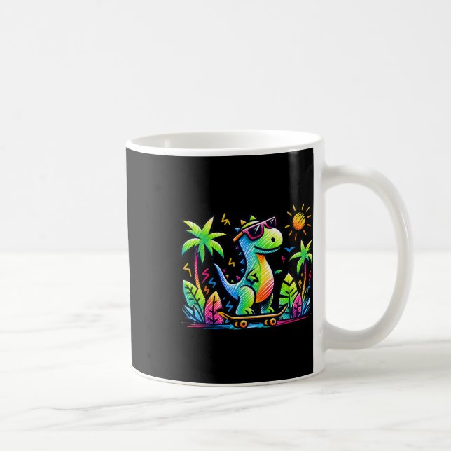 Mug Kidcore Esthétique Dinosaure Doodle Skateboard Al (Droite)